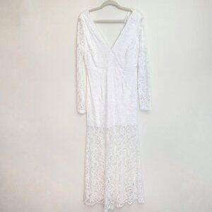 Lulus Way to Be Loved White Lace Long Sleeve Maxi Dress